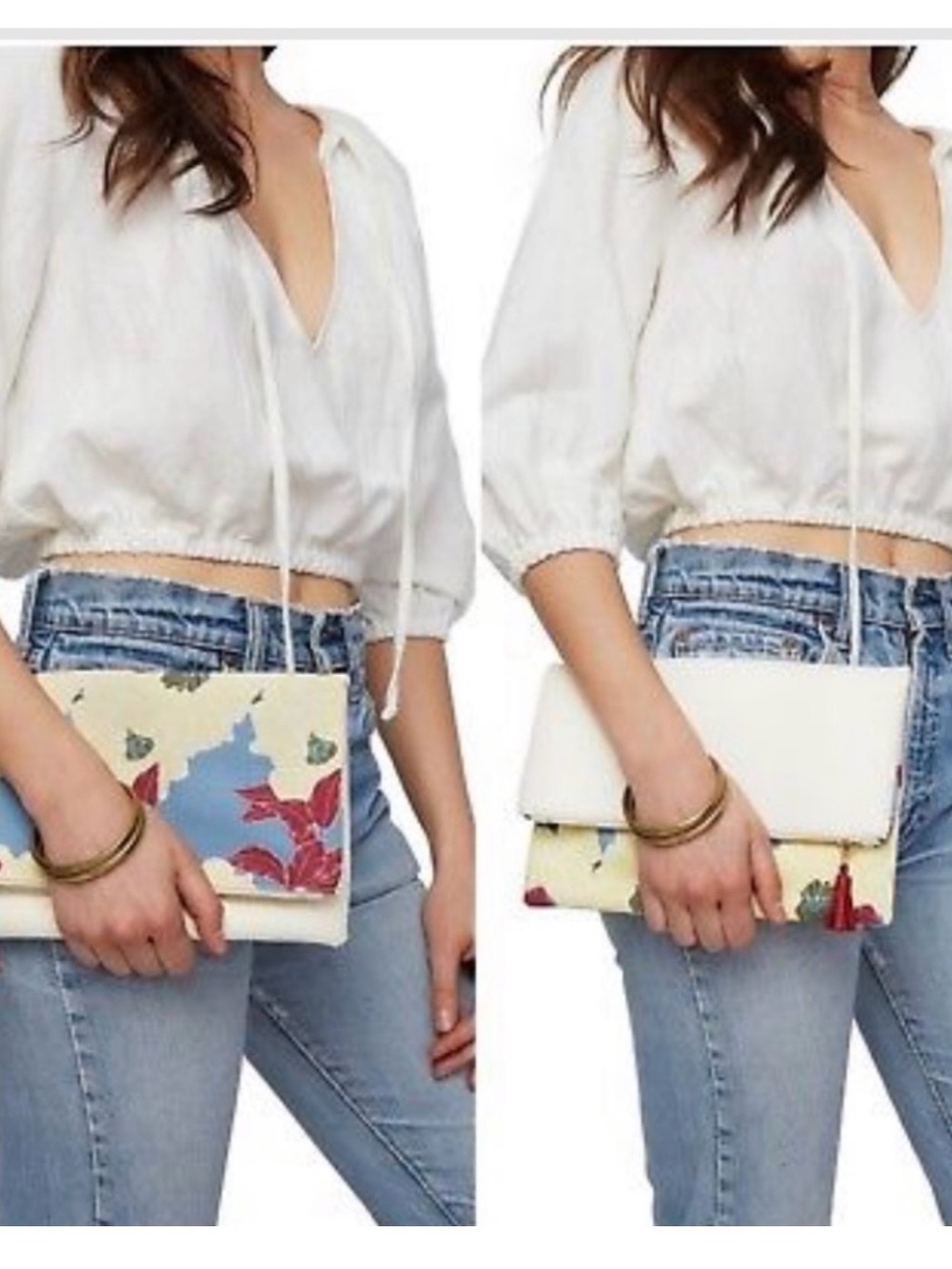 Anthropologie Rachel Pally Bloom Reversible Clutch Vegan Pattern Bag Floral - Picture 3 of 8